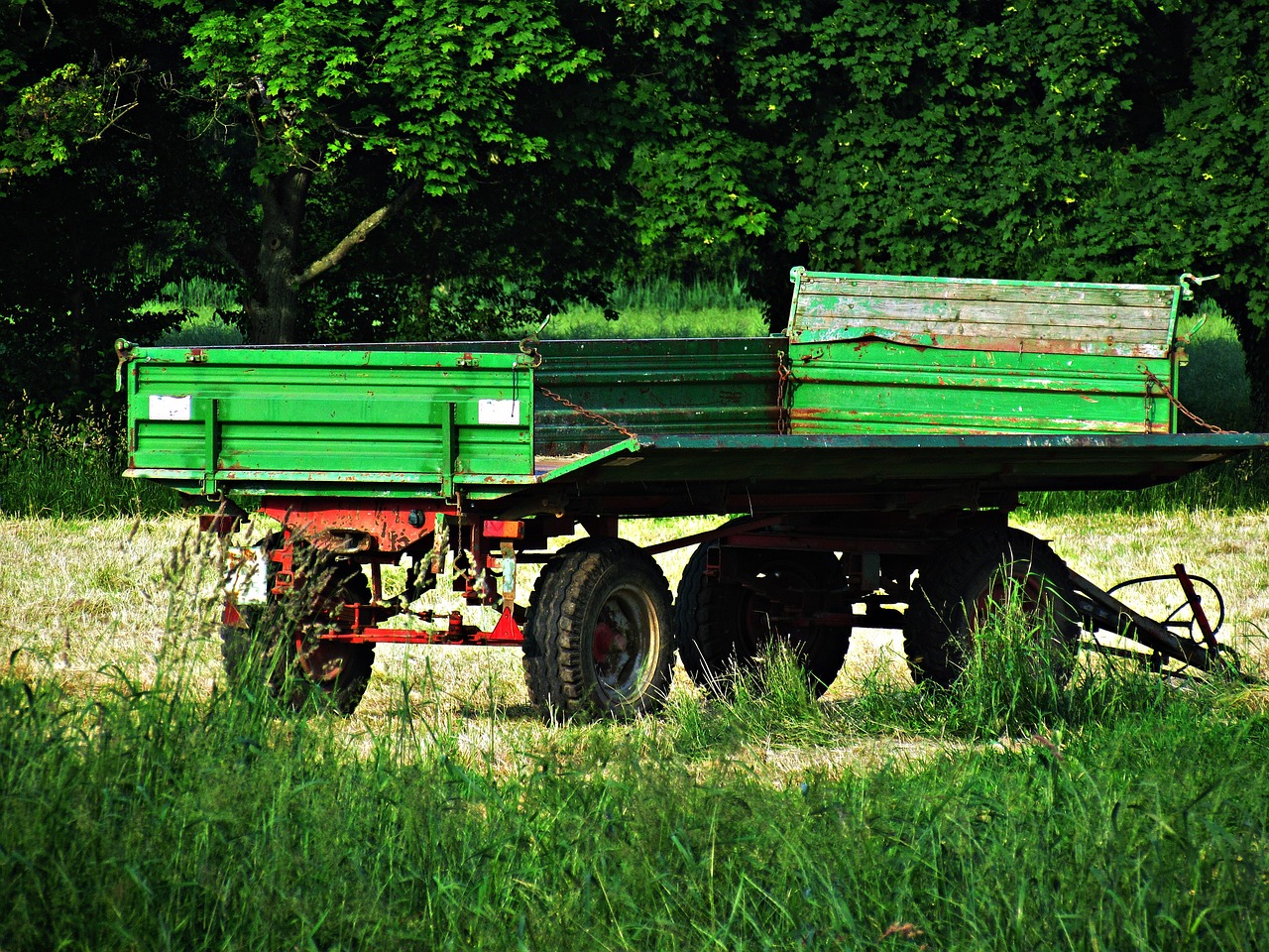 tractor, trailer, field